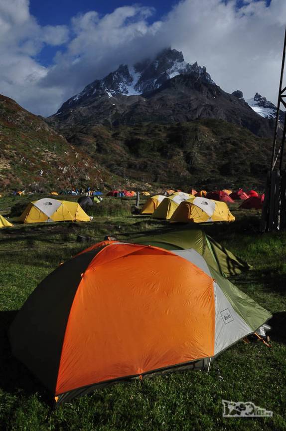 Nossa barraca no acampamento Paine Grande, no parque nacional Torres del Paine, no sul do Chile